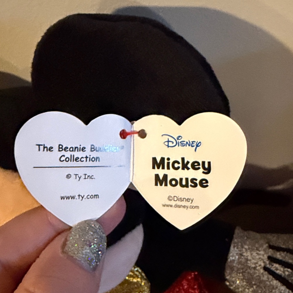 Disney Mickey Mouse Ty Beanie Sparkle Plush - Red, Black, Gold - Picture 4 of 5